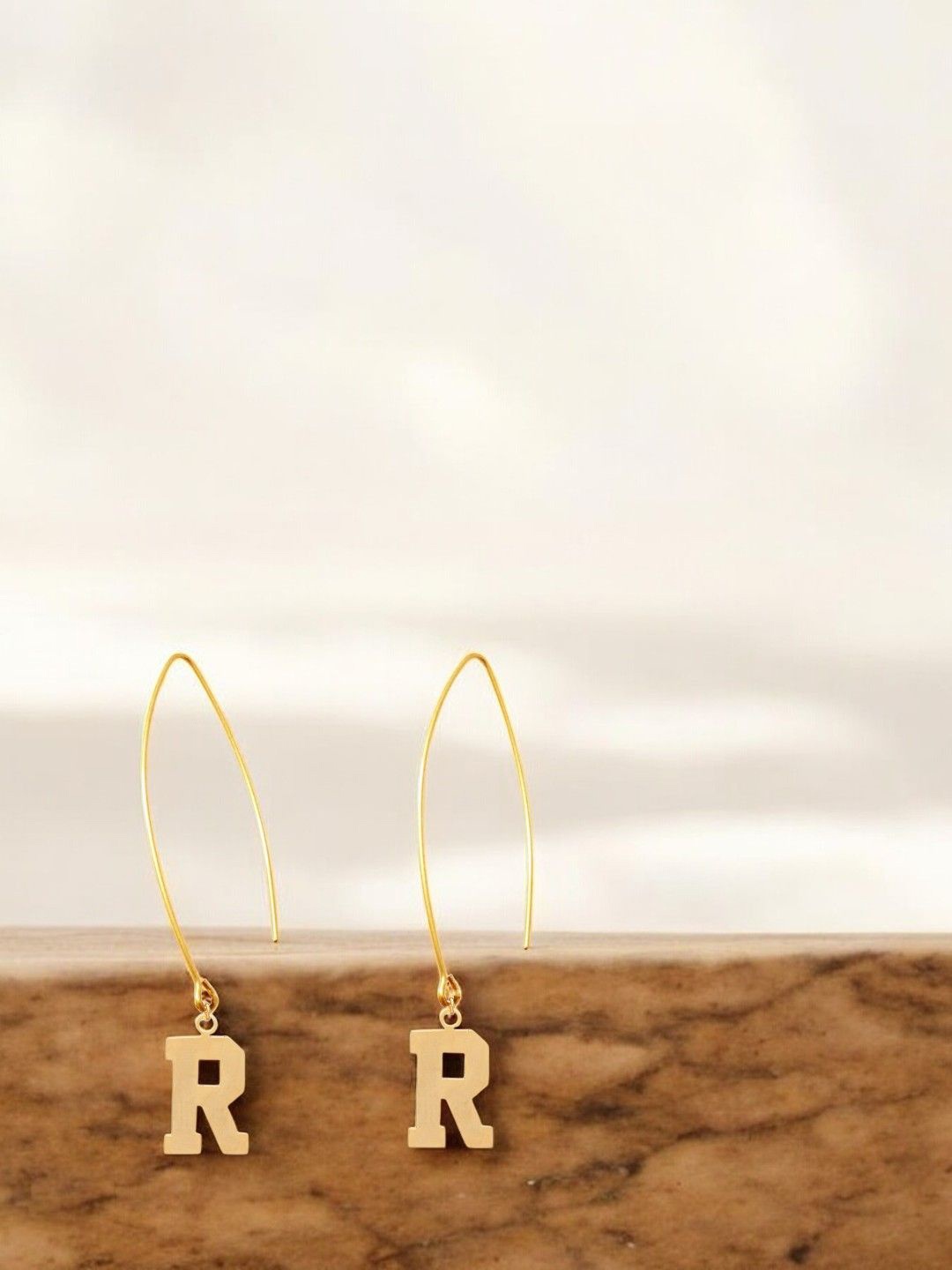 

Goldnera Gold-Plated Alphabet Contemporary Drop Earrings