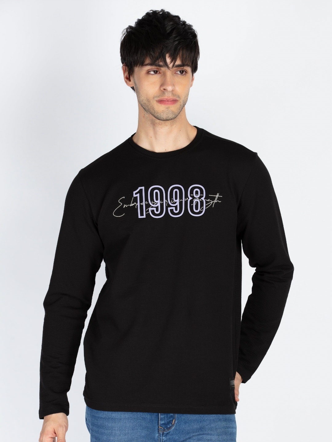 

Status Quo Men Typography Printed Round Neck Cotton T-shirt, Black