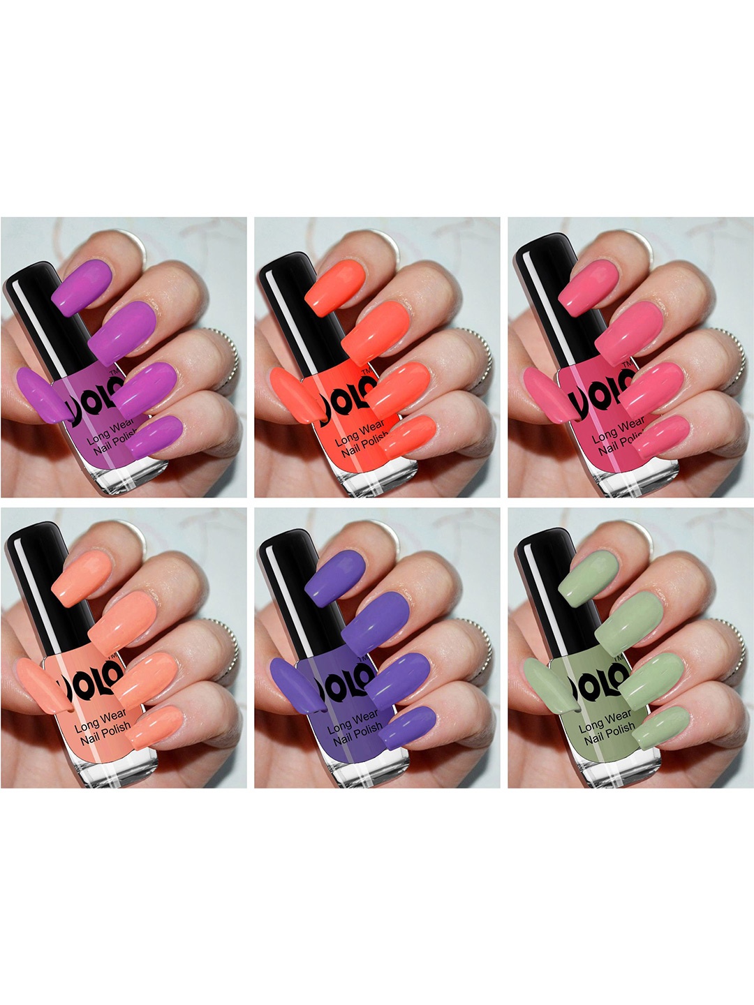 

VOLO Set of 6 Color Rich Toxic Free Perfection Shine Nail Polish-5ml Each- Combo- VT-086, Coral