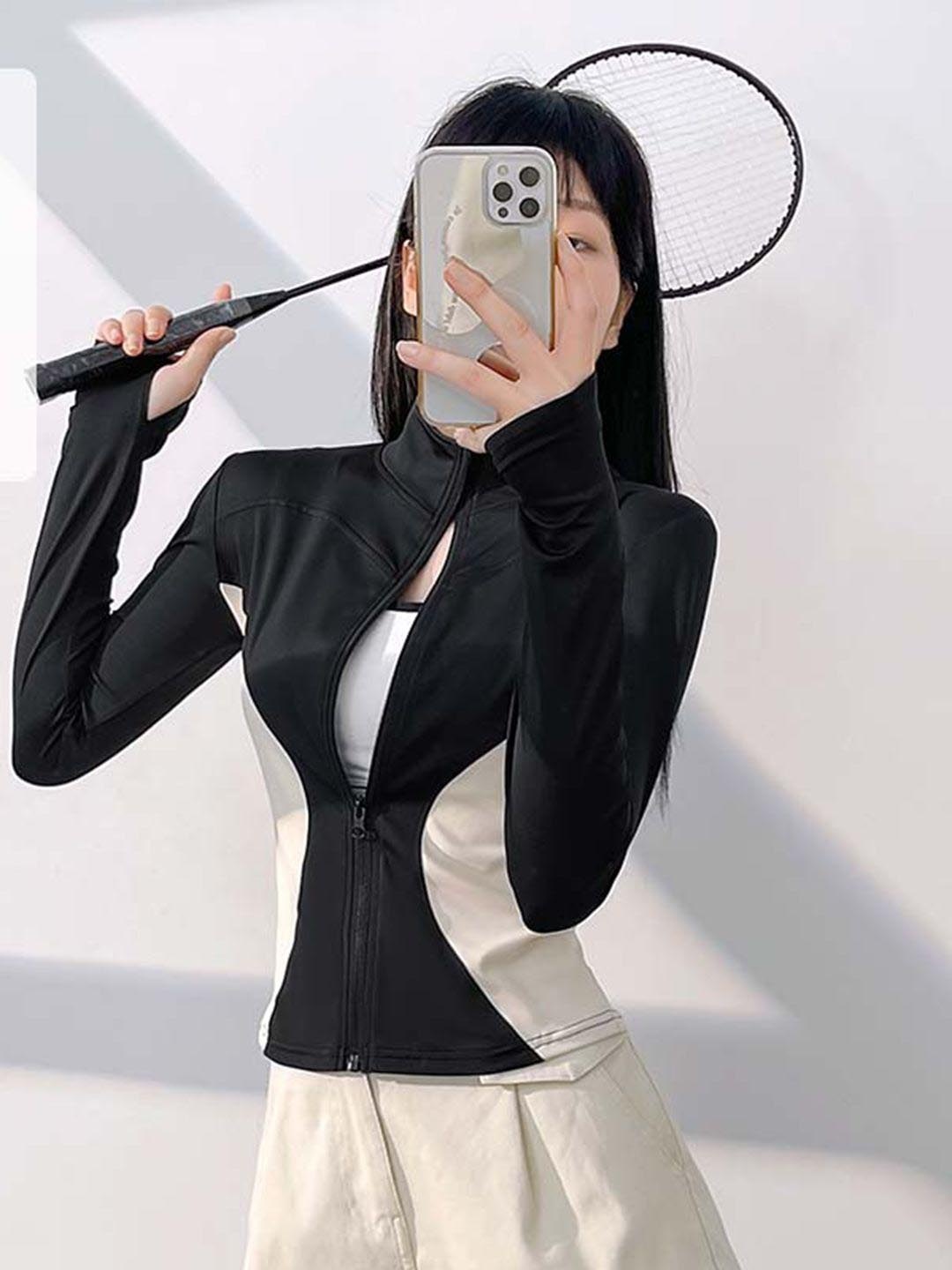 

StyleCast Women Colourblocked Lightweight Yoga Sporty Jacket, Black