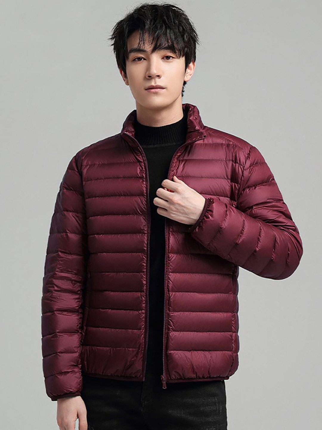 

StyleCast x Revolte Men Mock Collar Puffer Jacket, Maroon