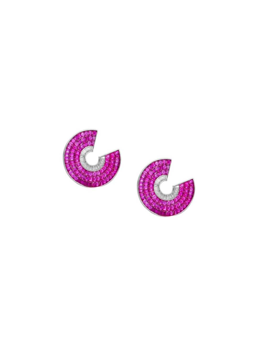 

MISS JO 925 Sterling Silver Plating Rhodium-Plated Contemporary Beaded Studded Earrings, Pink