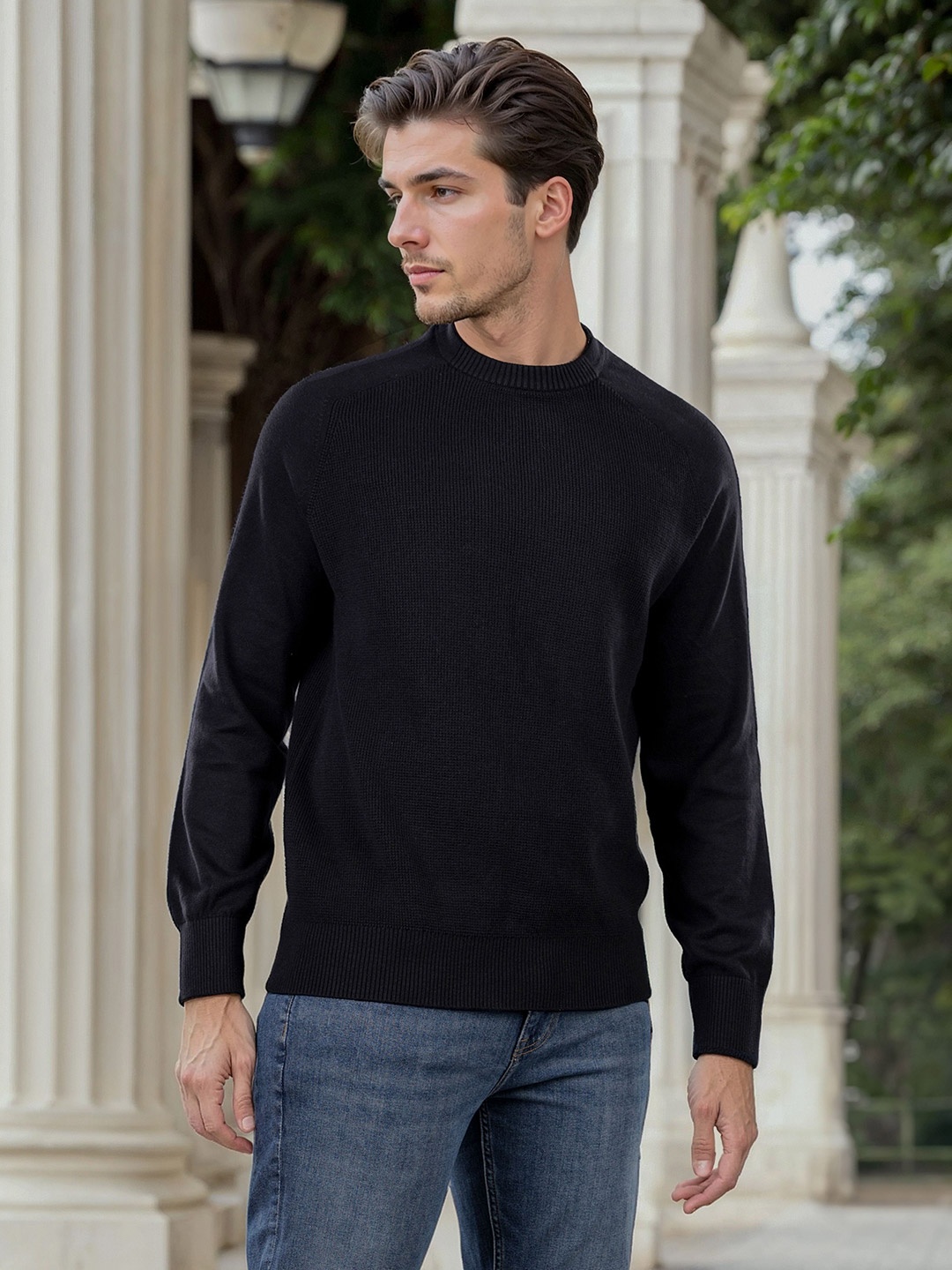 

Celio Men Regular Fit Cotton Pullover Sweater, Black