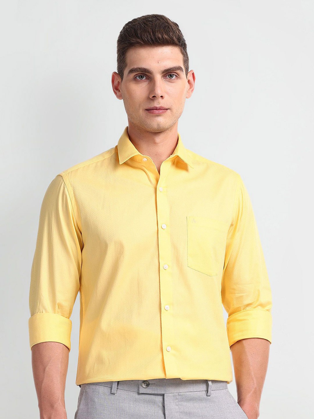 

Arrow Men Slim Fit Opaque Formal Shirt, Yellow