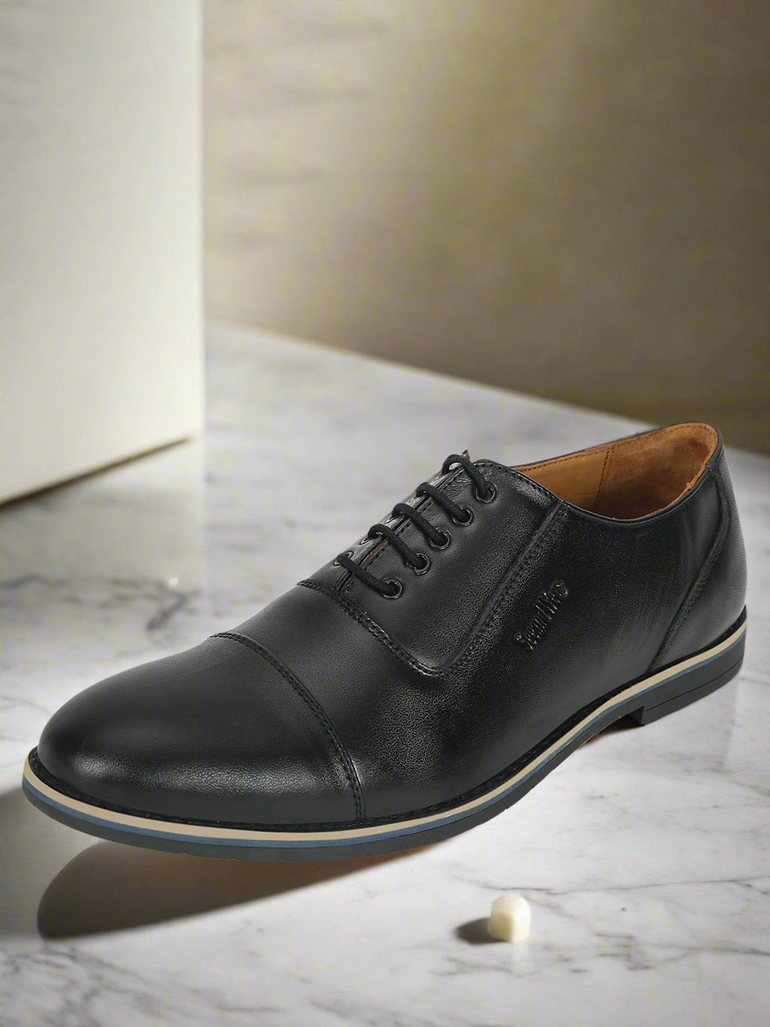 

SeeandWear Men Leather Formal Oxfords, Black