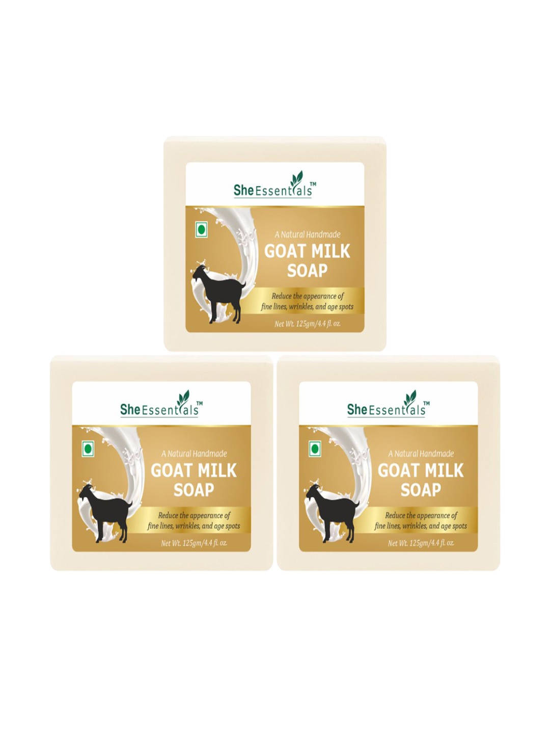 

She Essentials Set Of 3 Natural Goat Milk Soap - 125 g Each, Transparent