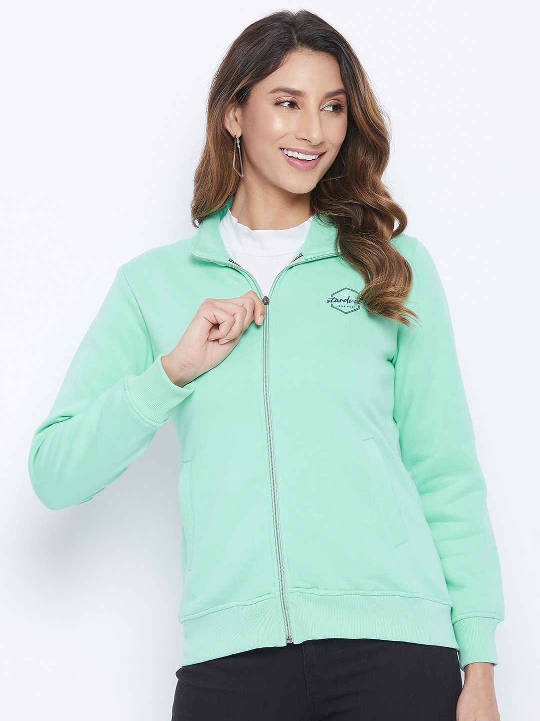 

Duke Women Solid High Neck Sweatshirt, Green