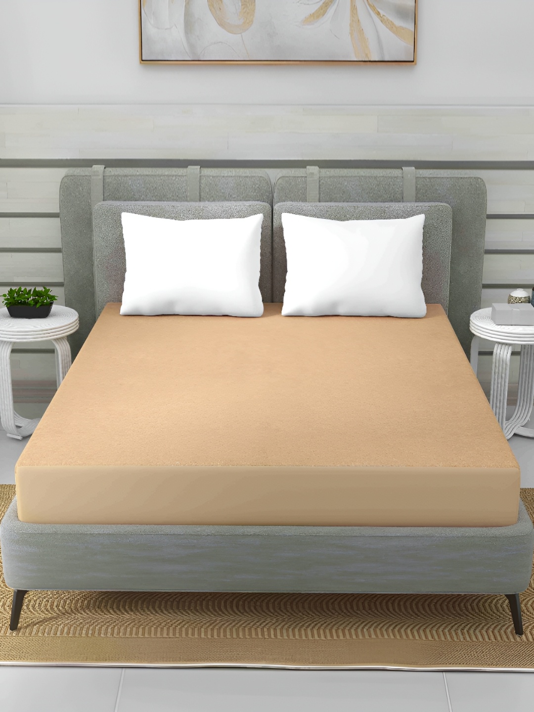 

CURIOUS LIFESTYLE Beige Terry Water Resistant Mattress Protector