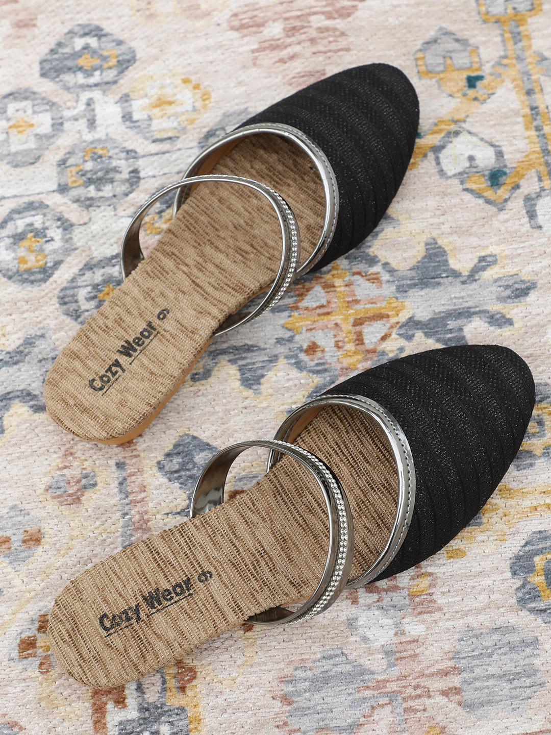 

Cozy Wear Women Ethnic Mules Flats, Black