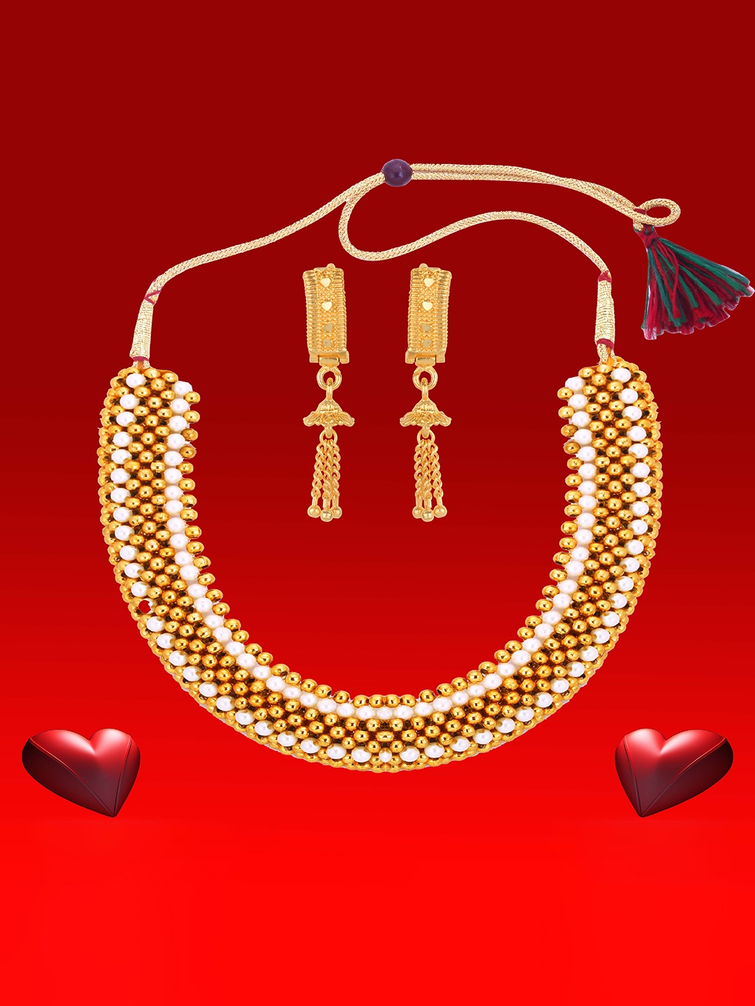 

Heer Collection Gold-Plated Matte Finish Jewelry Set