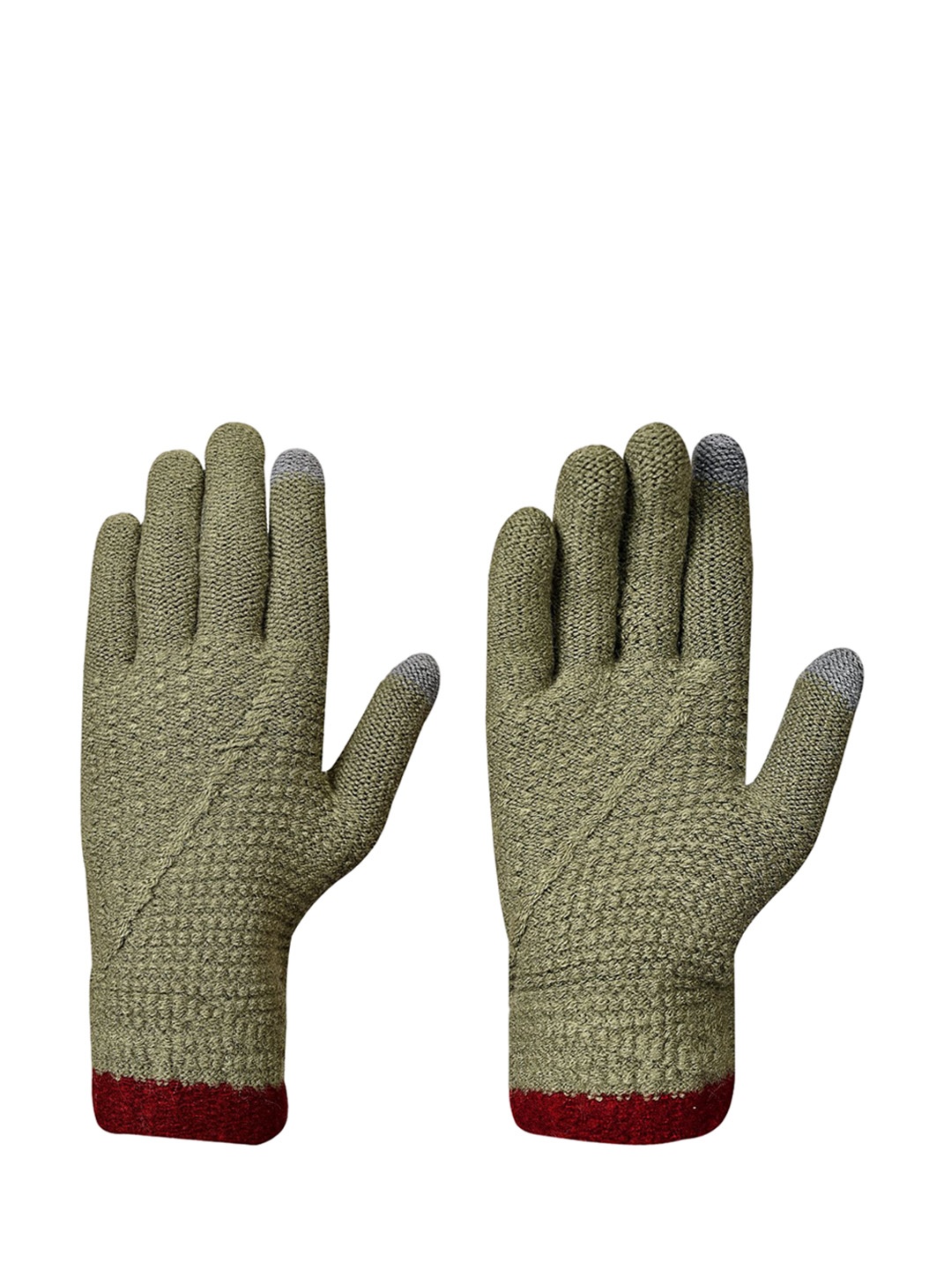 

LOOM LEGACY Men Patterned Acrylic Touchscreen Gloves, Green