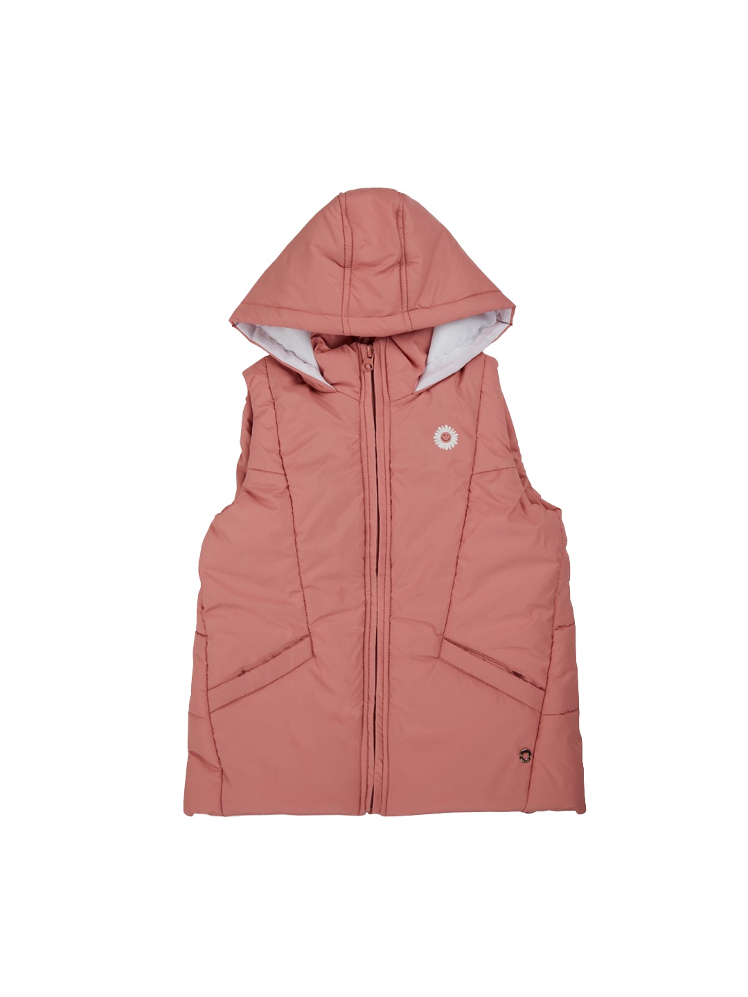 

Gini and Jony Girls Typography Printed Puffer Jacket, Peach