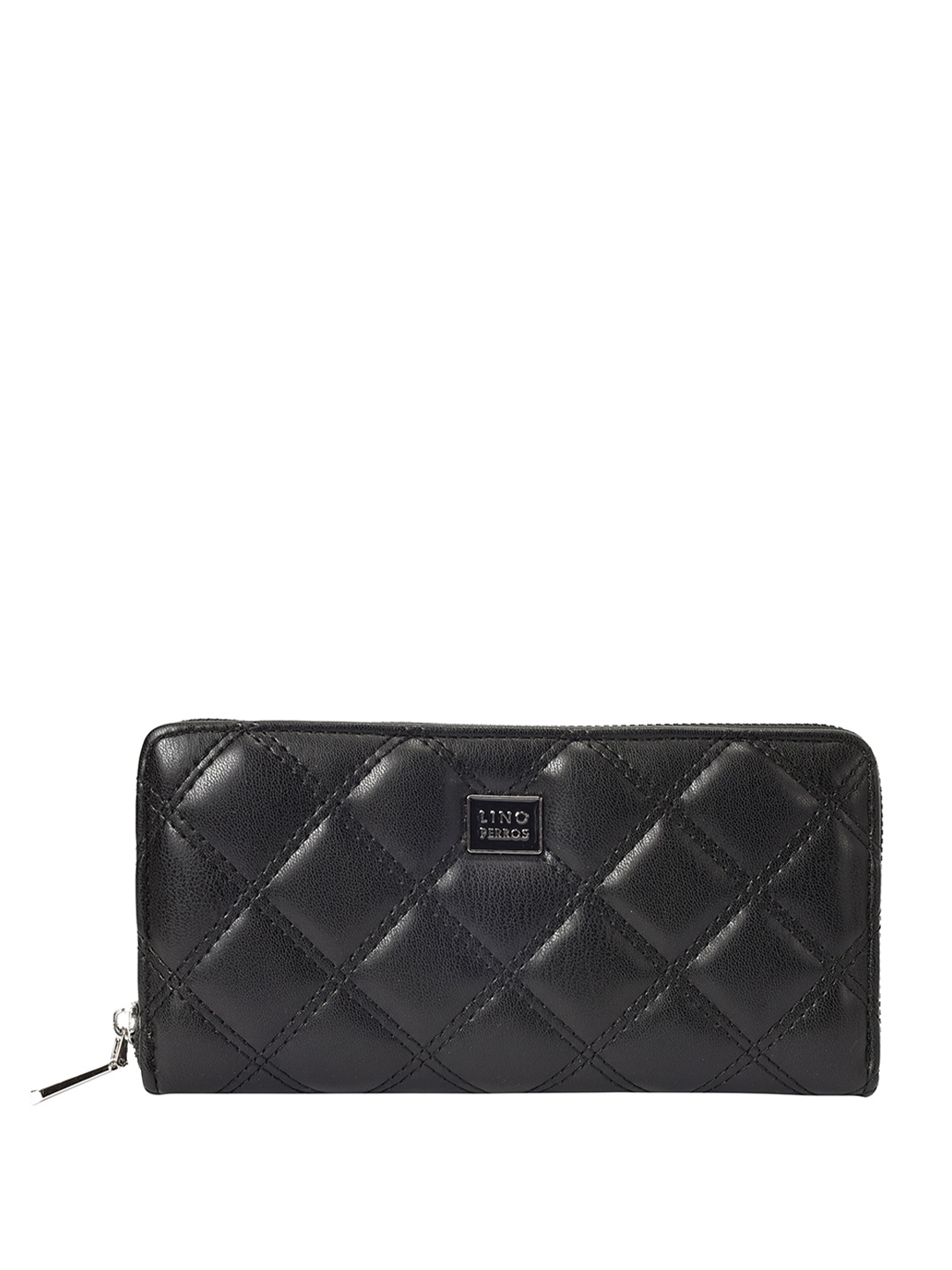 

Lino Perros Women Quilted Zip Around Wallet, Black