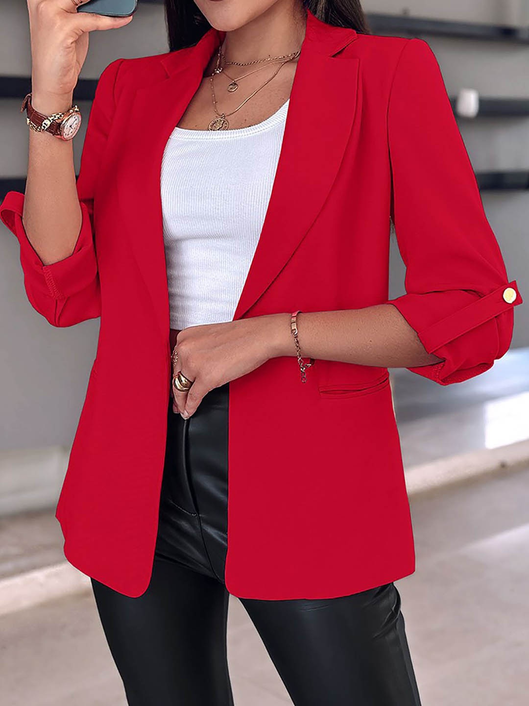 

StyleCast x Revolte Women Tailored Jacket, Red