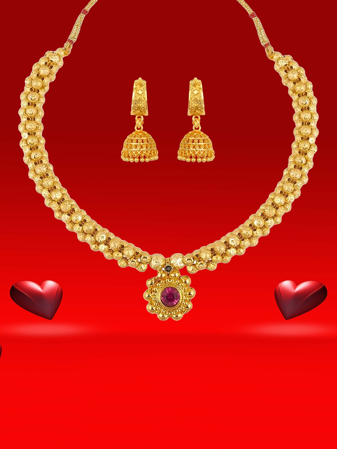 

Heer Collection Gold-Plated Necklace and Earrings