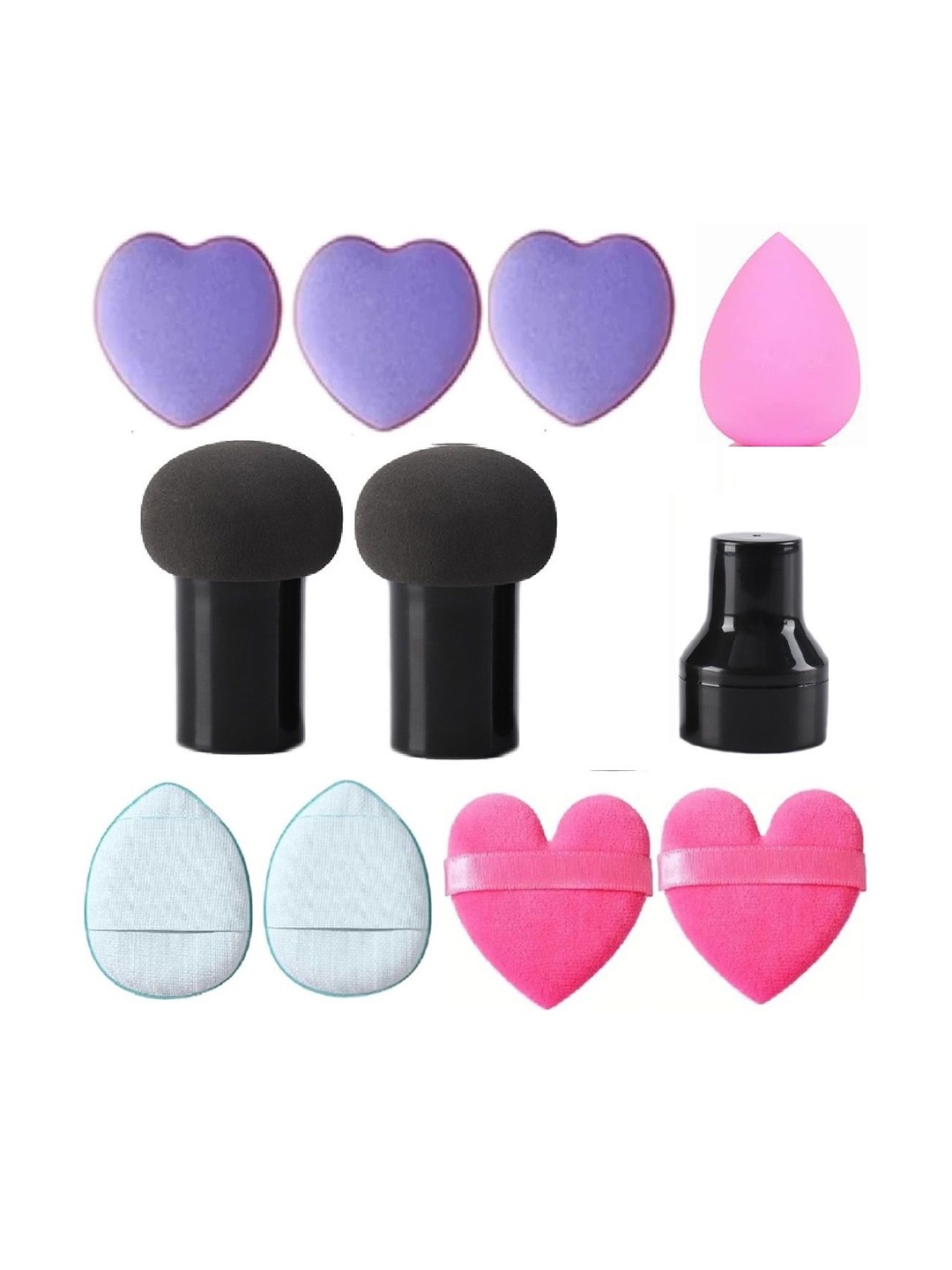 

Facejewel 2 Heart- 2 Mushroom- 2 Finger- 3 Mini Heart Puff & 1 Blender, Multi