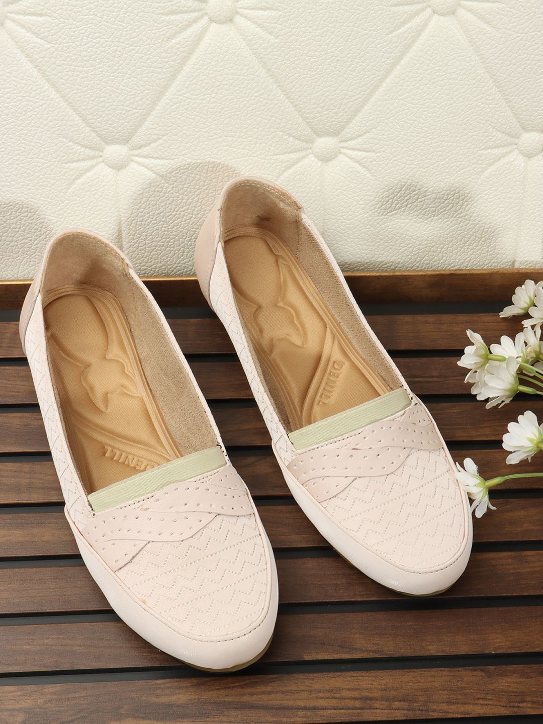 

Denill Women Ballerinas Open Toe Slip-On Flats, Cream