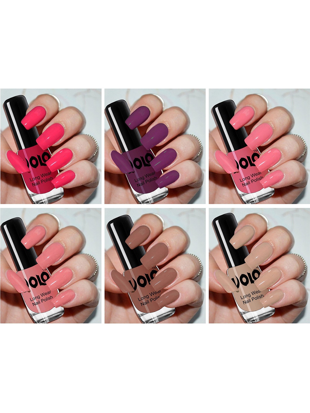 

VOLO Set Of 6 Perfection Shine Nail Polish - 5 ml Each -VT-058, Multi