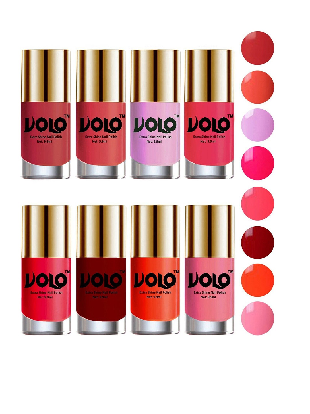 

VOLO Set Of 8 New Look Extra Lasting Nail Polish - 9.9 ml Each - Shade No-63, Red