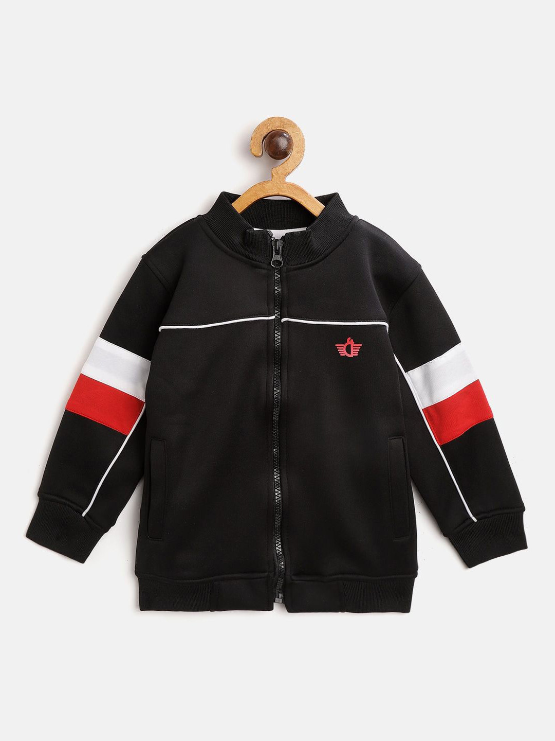 

Gini and Jony Boys Mock Collar Cotton Colourblocked Bomber Jacket, Black