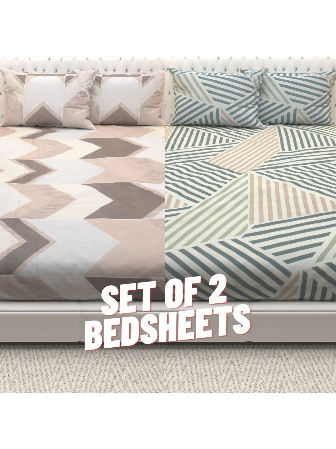 

Athom Living Brown & Grey Geometric 210 TC Queen Bedsheet with 2 Pillow Covers