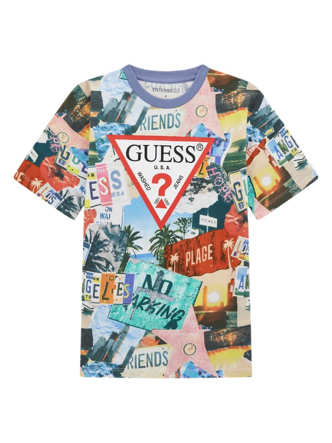 

GUESS kids Boys Graphic Printed Round Neck Cotton T-shirt, Blue