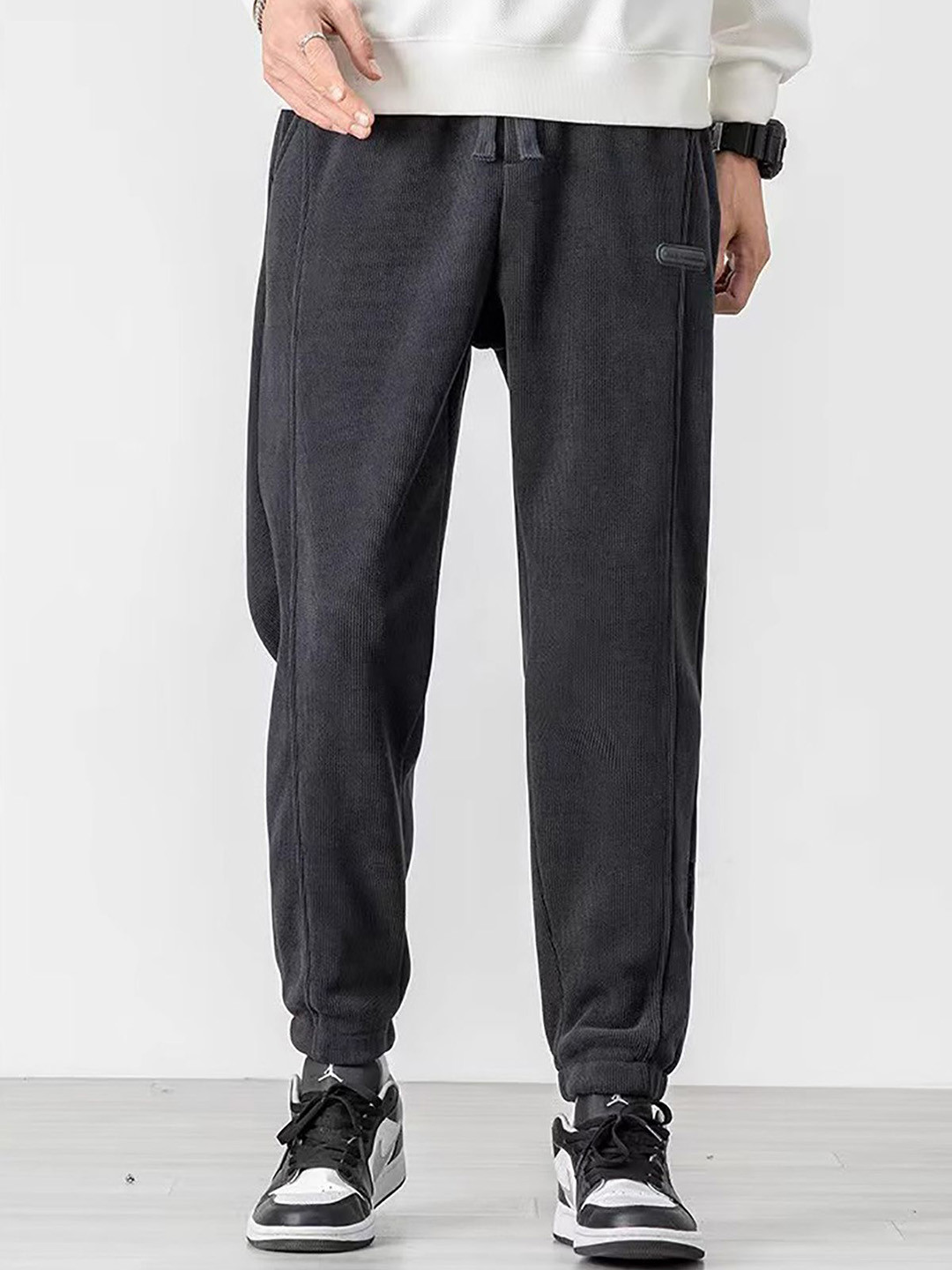 

StyleCast x Revolte Men Solid Mid-Rise Jogger, Black