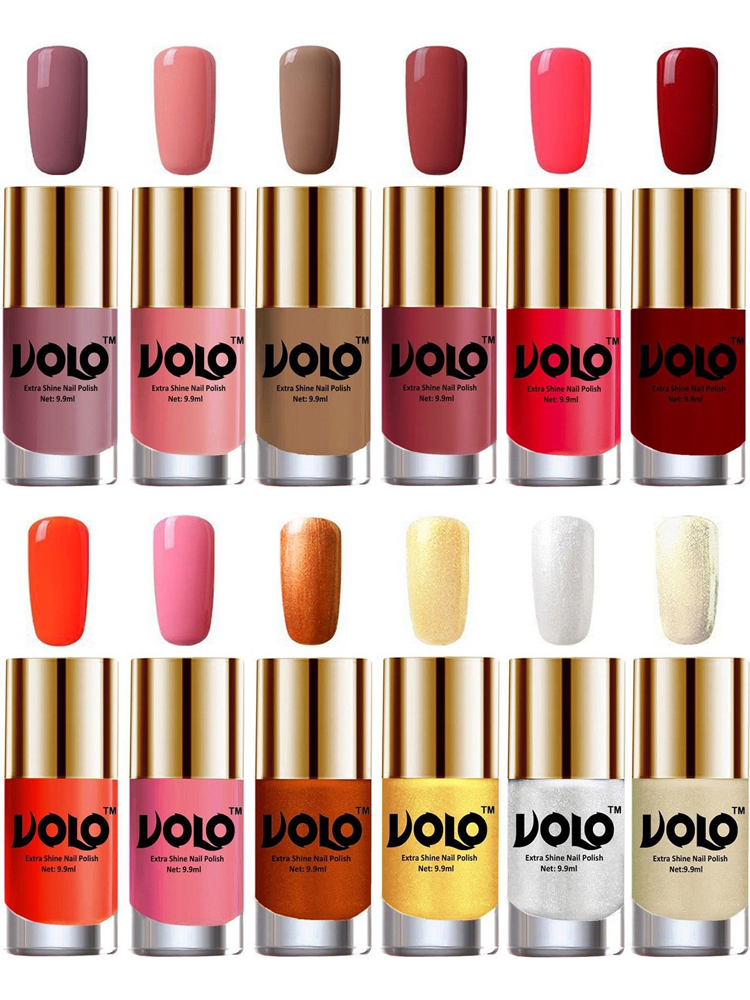 

VOLO Set Of 12 Luxury Super Shine Nail Polish- 9.9ml Each- 239, Red