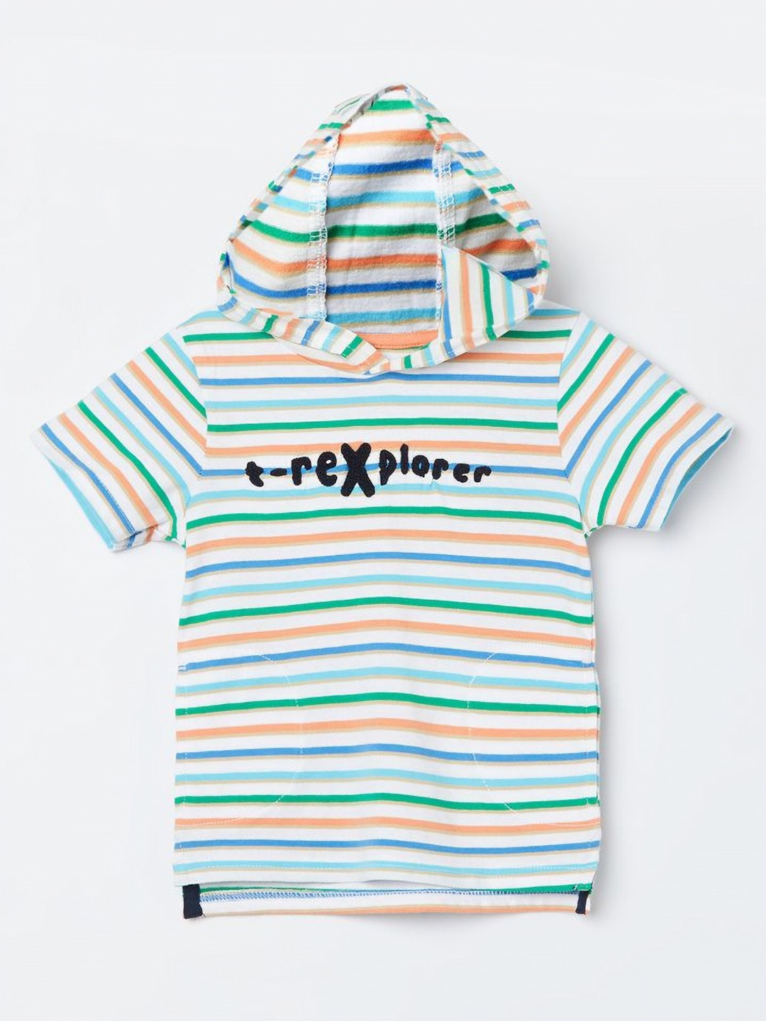 

Juniors by Lifestyle Boys Striped Hood Cotton T-shirt, White