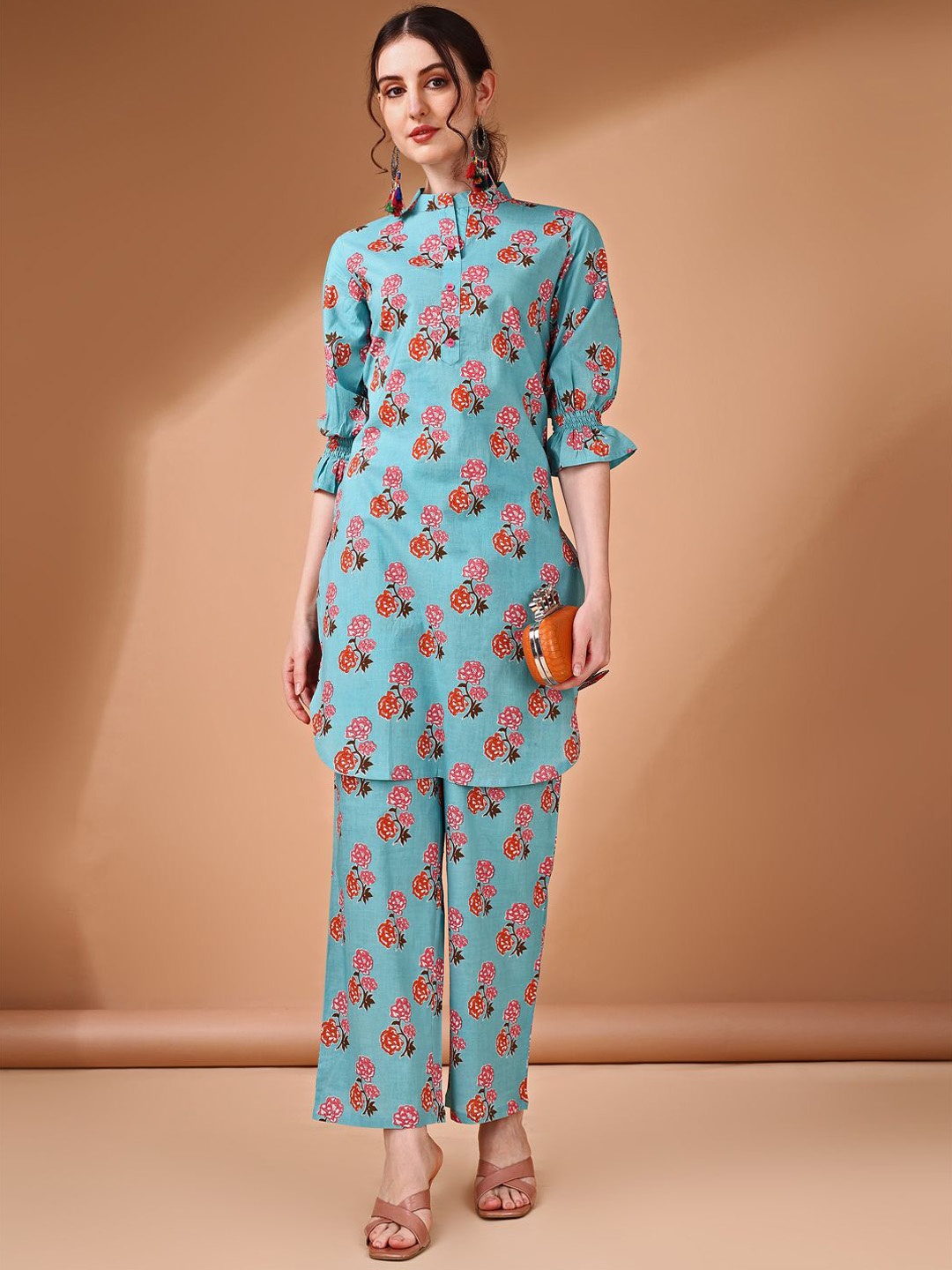 

Anouk Printed Pure Cotton Tunic & Trousers, Blue