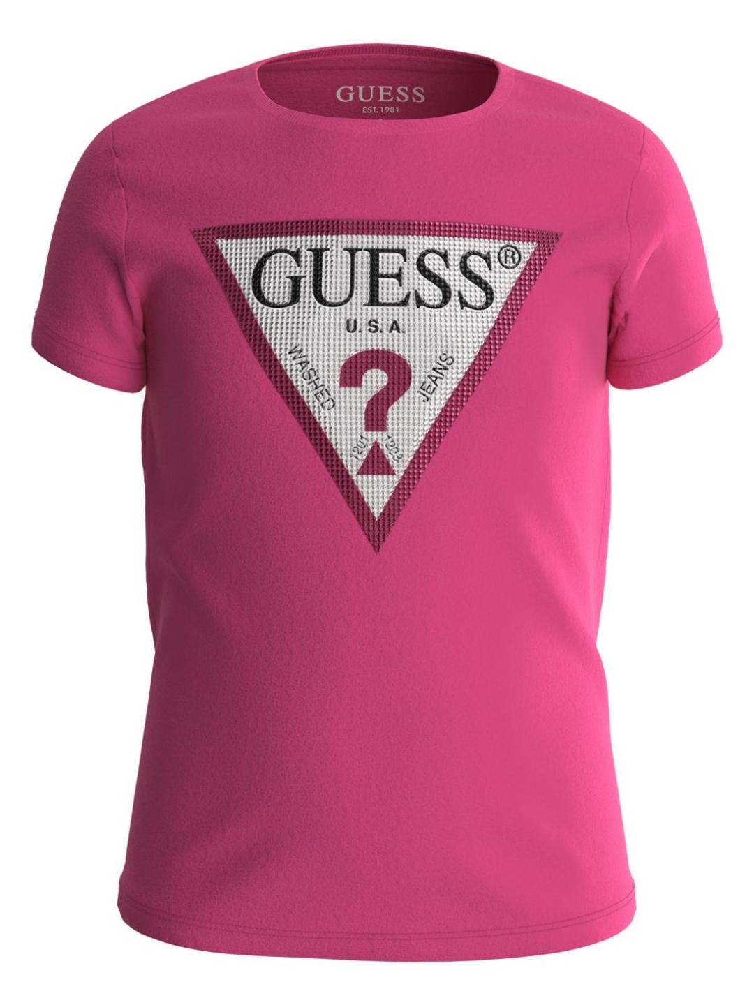 

GUESS kids Girls Typography Printed Round Neck Cotton T-shirt, Pink