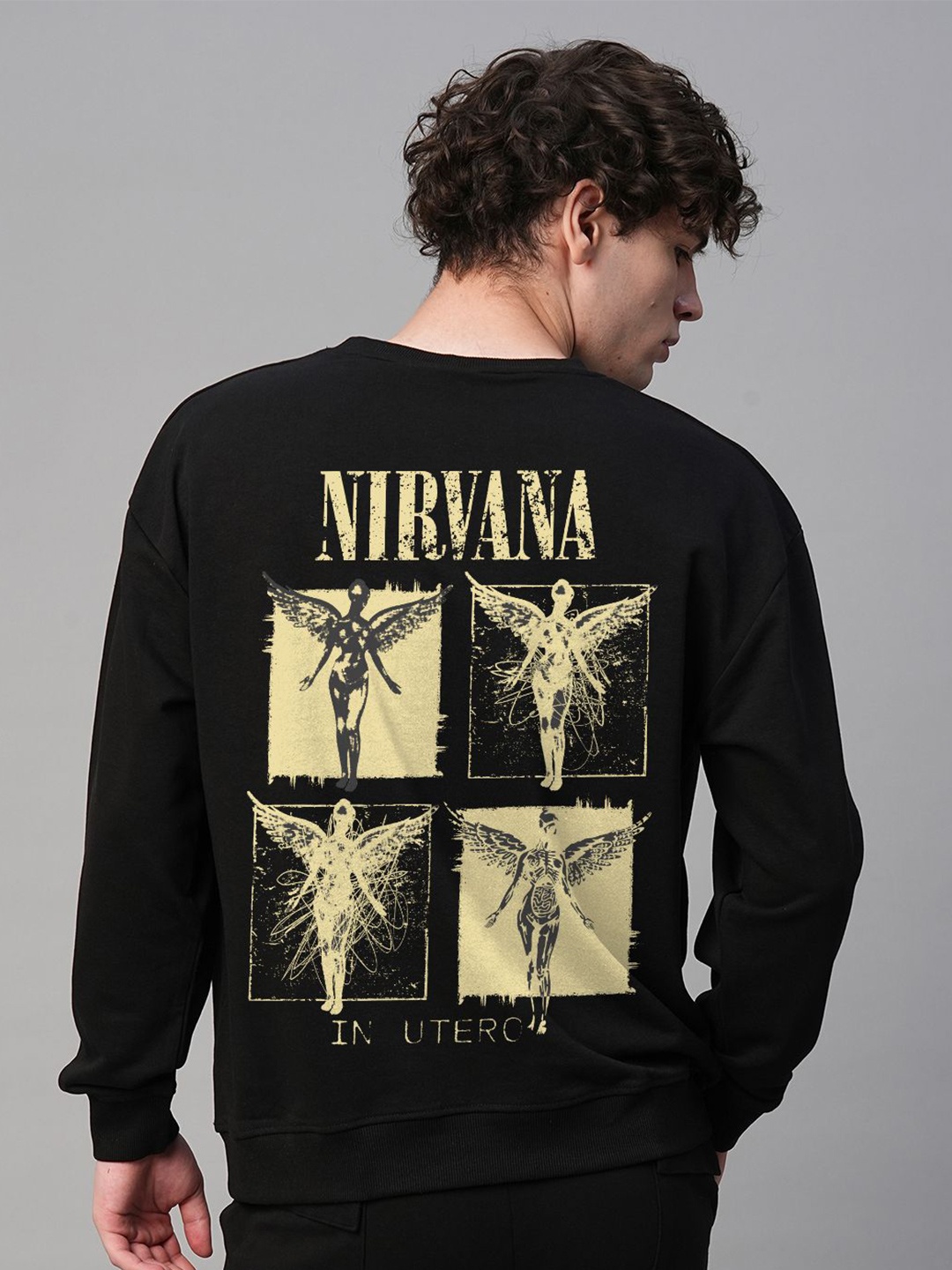 

PRONK Men Printed Sweatshirt, Black