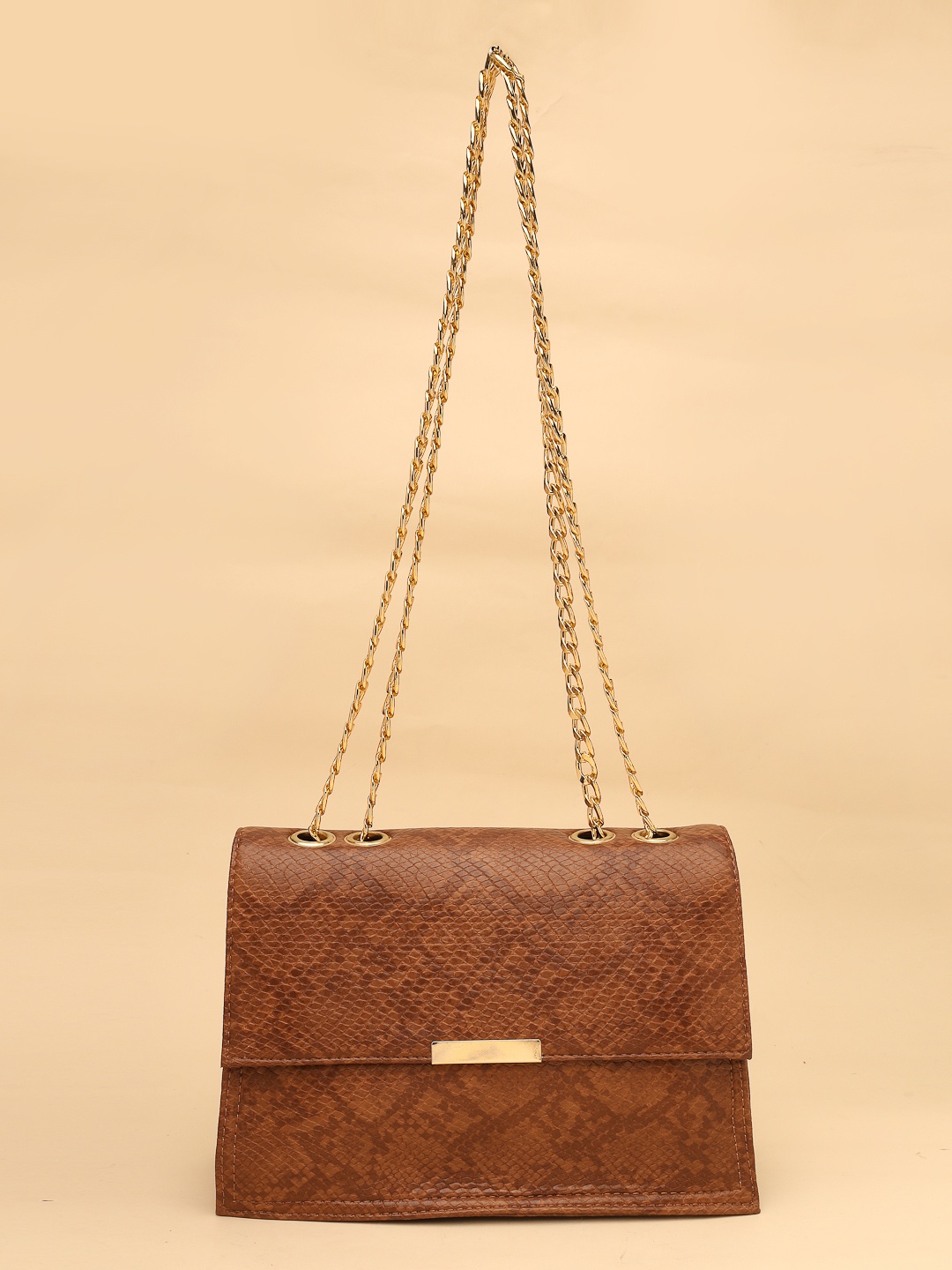 

DressBerry Women Animal Textured Structured Tote Bag, Brown