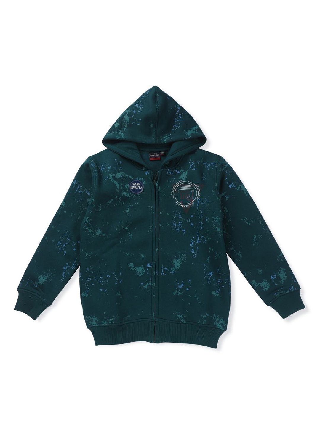 

Gini and Jony Boys Hooded Bomber Cotton Jacket, Teal