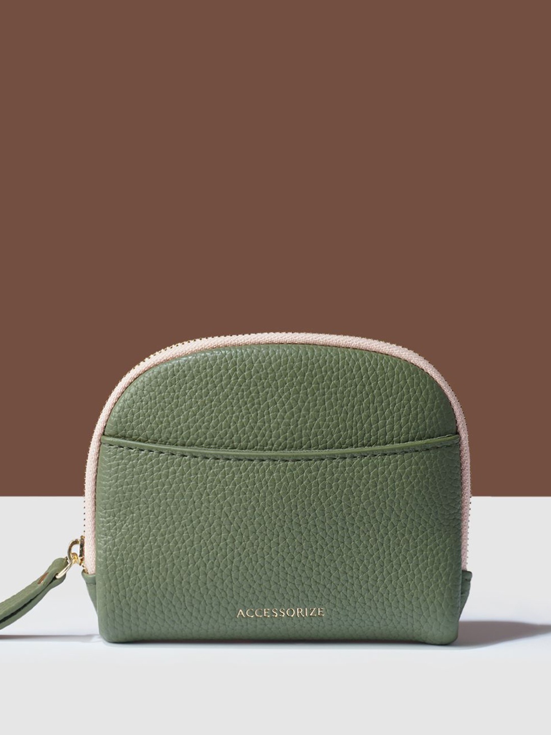 

Accessorize Women Textured PU Zip Around Wallet, Green