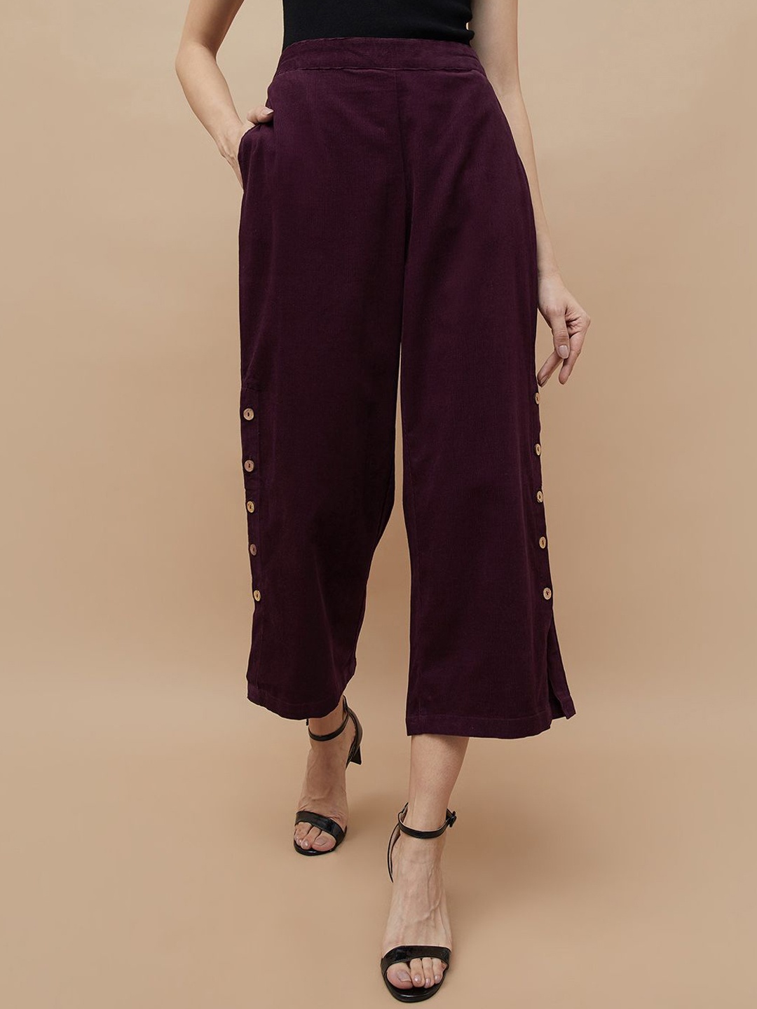 

Colour Me by Melange Women Culottes Trousers, Burgundy