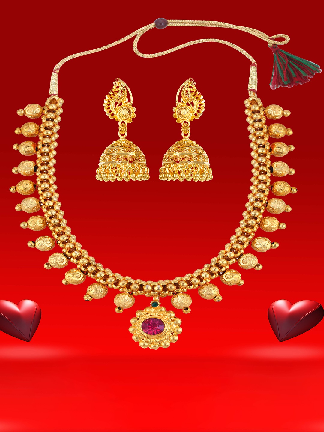 

Heer Collection Gold-Plated Necklace with Earrings