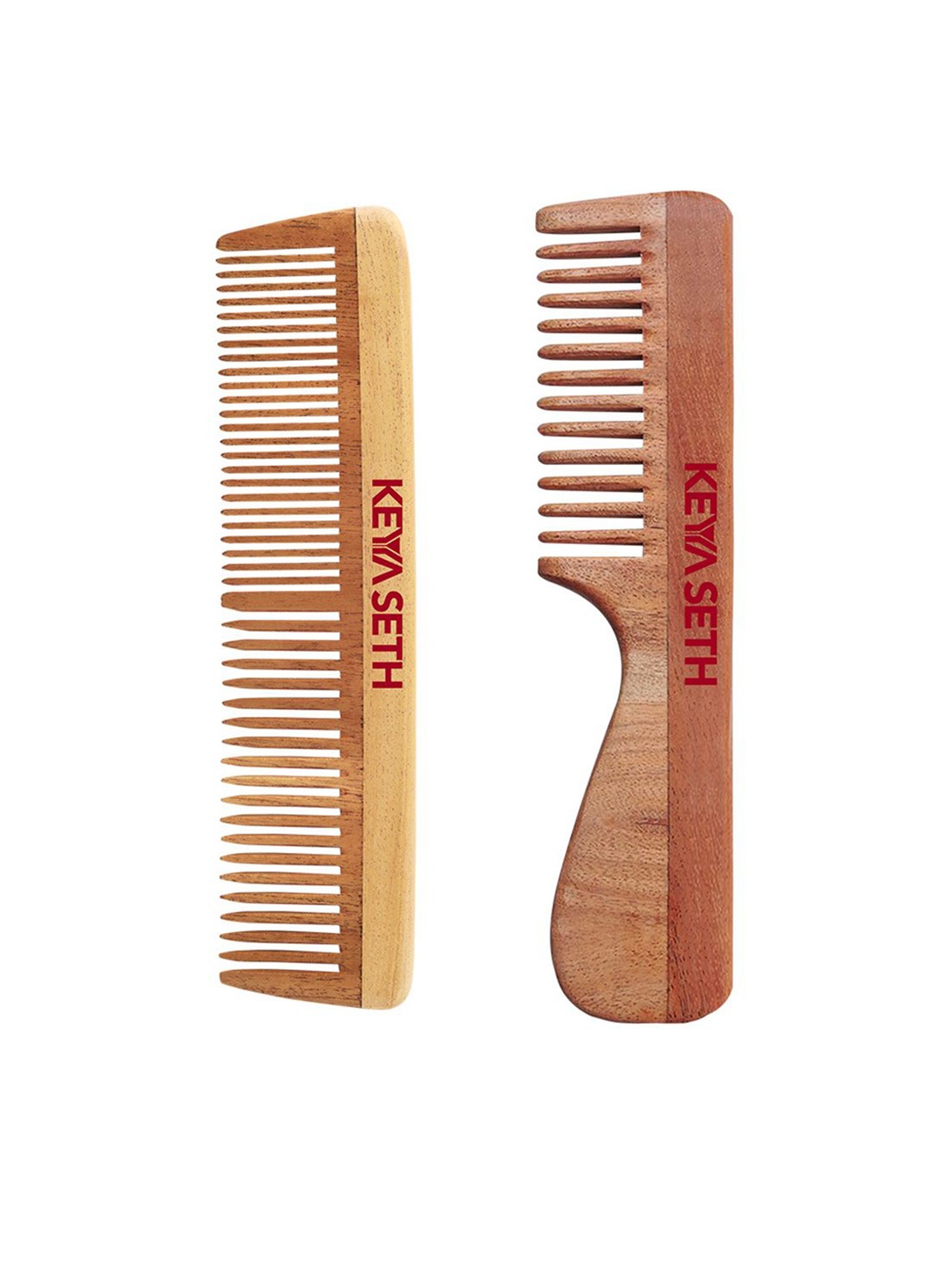 

KEYA SETH Set Of 2 Neem Wooden Wide Tooth Combs, Brown