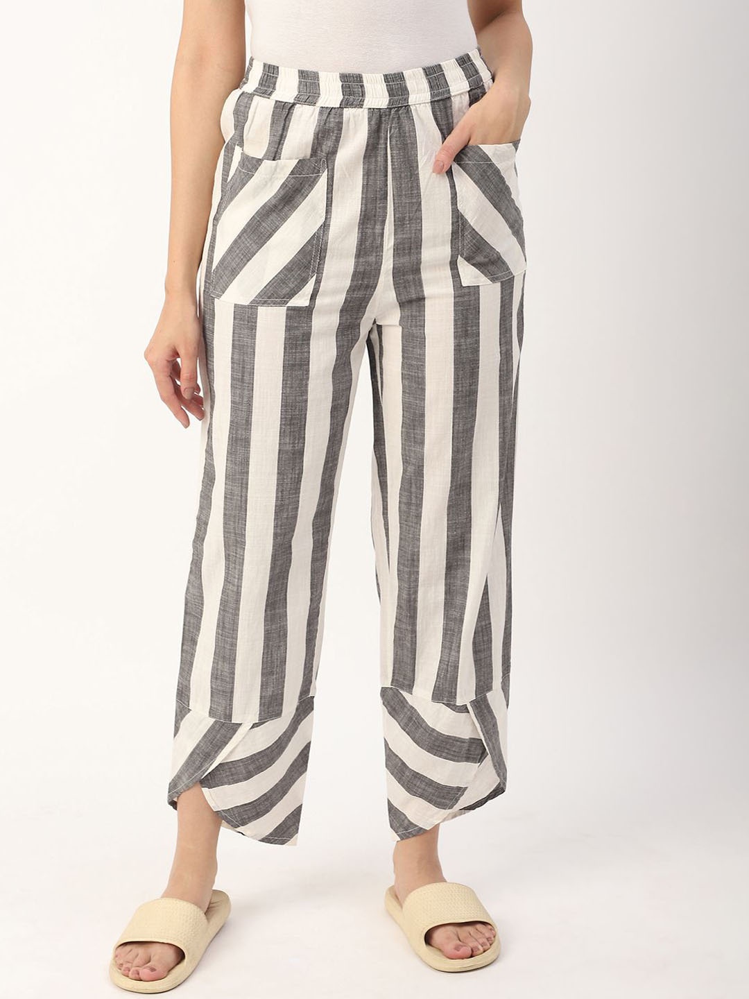 

Mystere Paris Broad Striped Lounge Pant, Charcoal