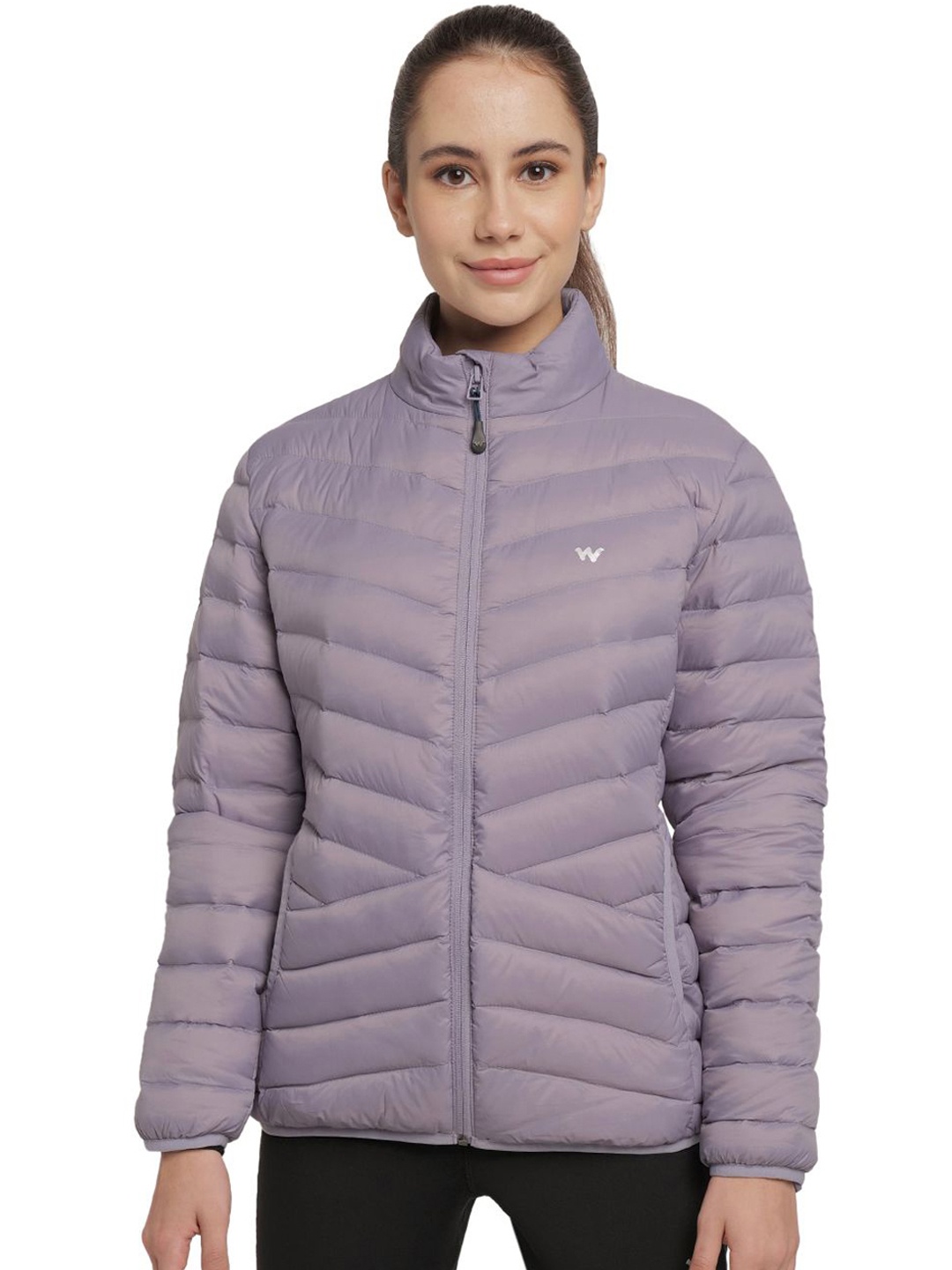 

Wildcraft Women Lightweight Mock Collar Puffer Jacket, Purple