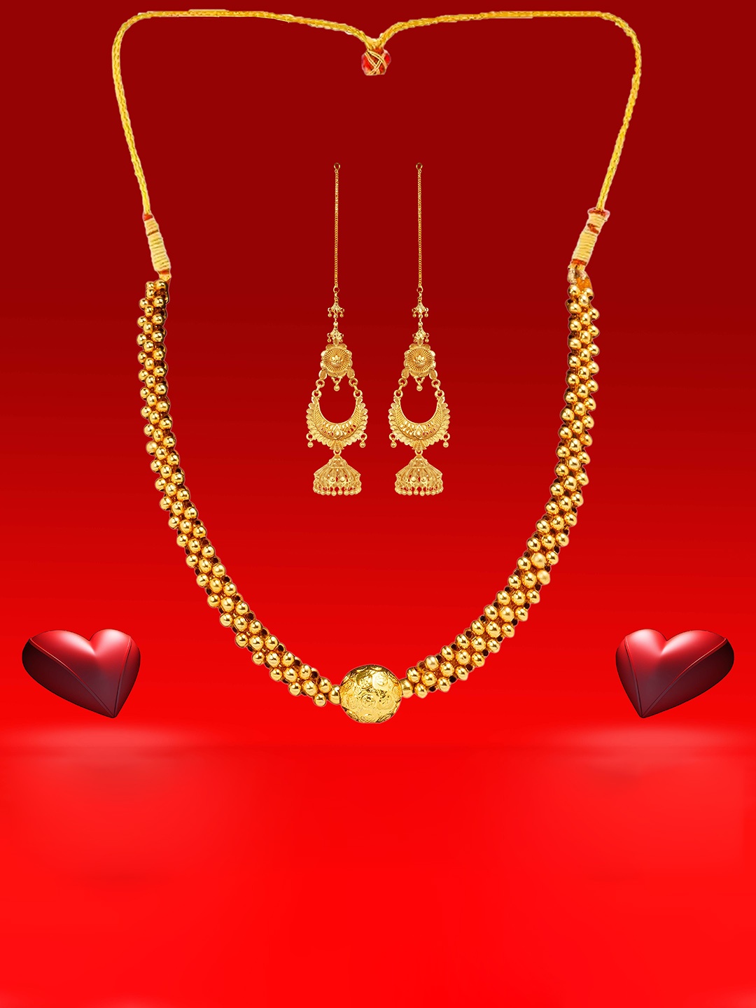 

Heer Collection Gold-Plated Matte Finish Jewellery Set