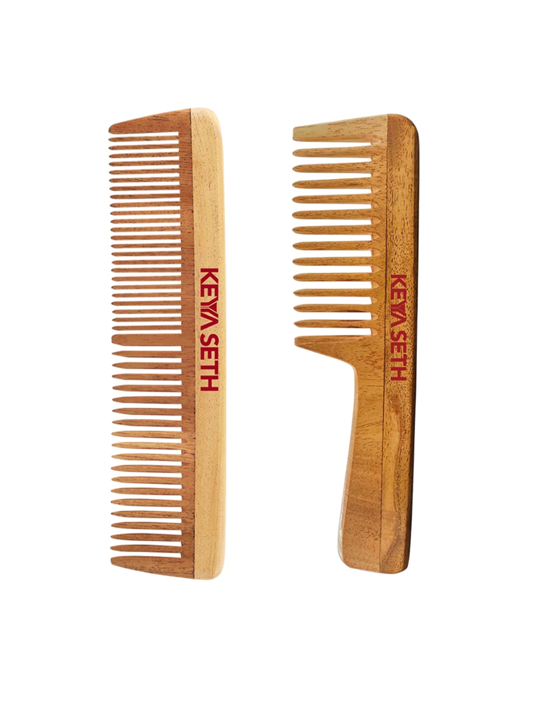 

KEYA SETH Set Of 2 Neem Wooden Combs For Detangling, Brown