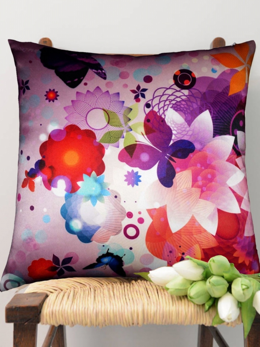 

Lushomes Purple & Red Floral Square Cushion Covers