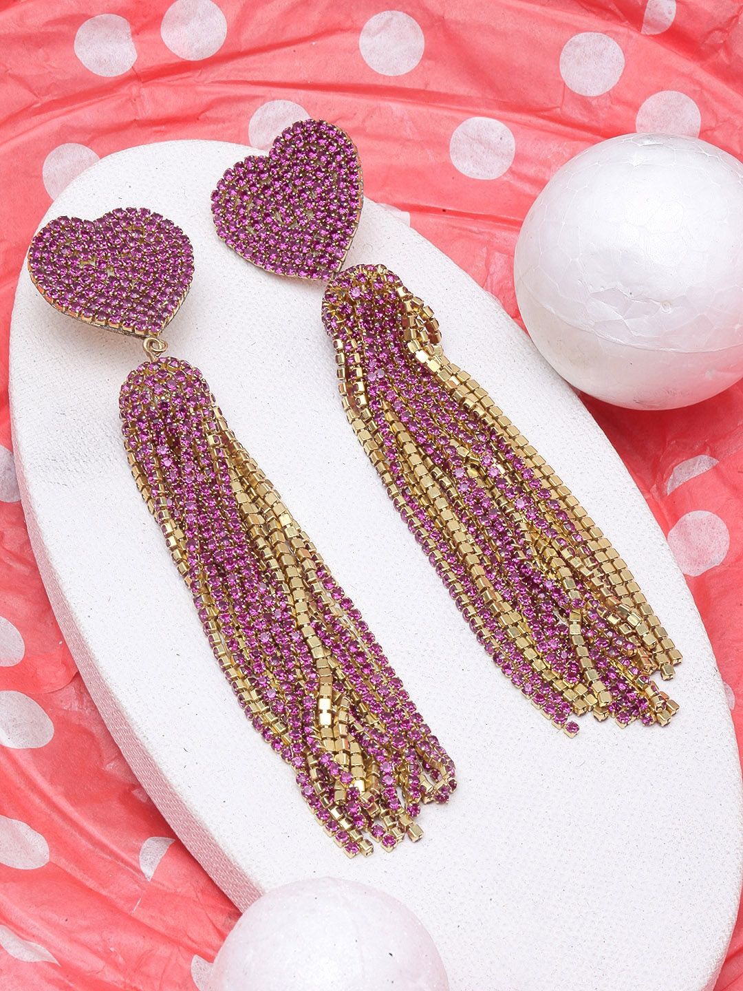 

KPOP Gold-Plated Heart Shaped Rhinestone Drop Earrings