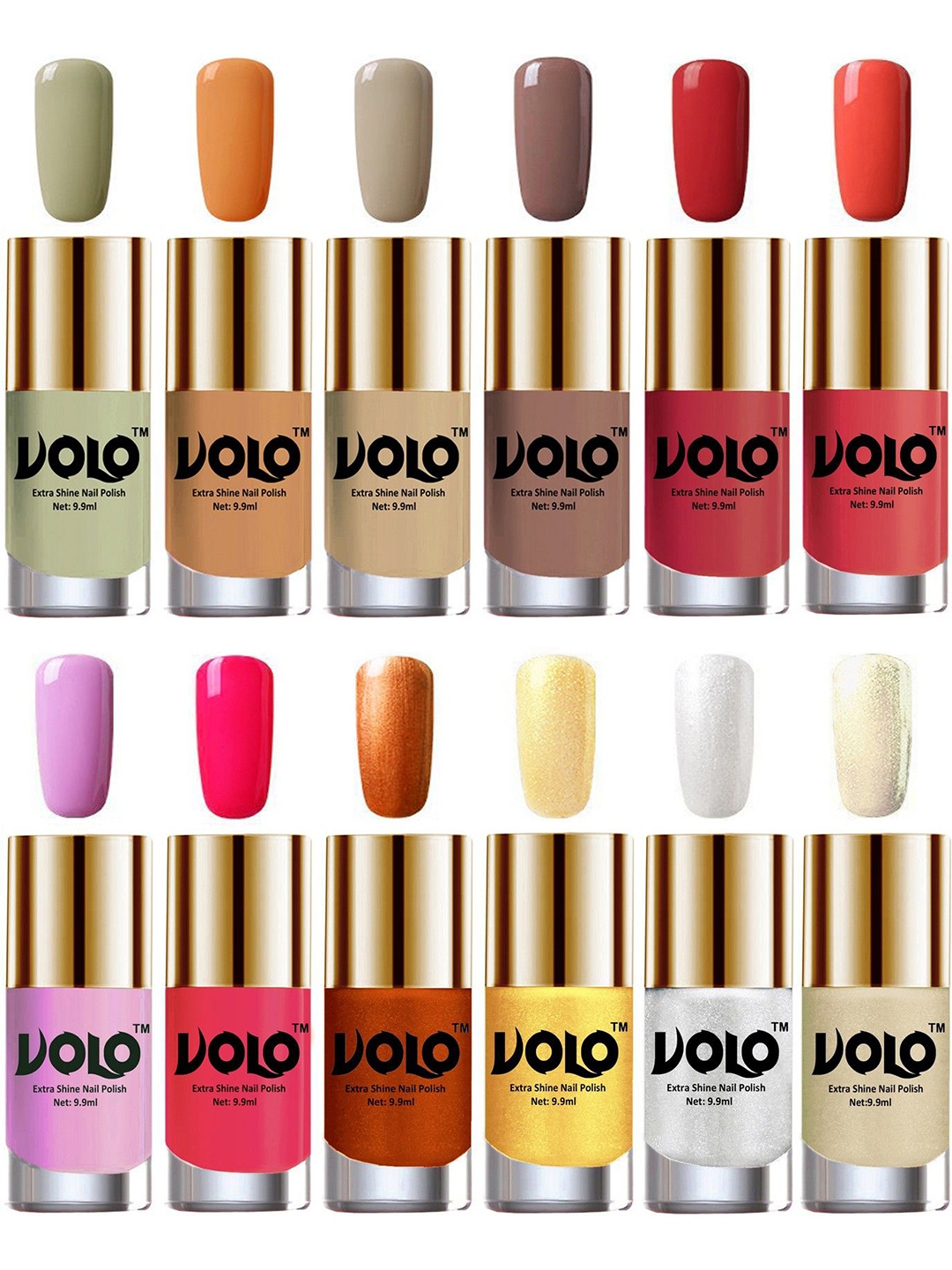 

VOLO Set Of 12 Extra Shine Nail Polish-9.9ml Each Combo-No-123, Red