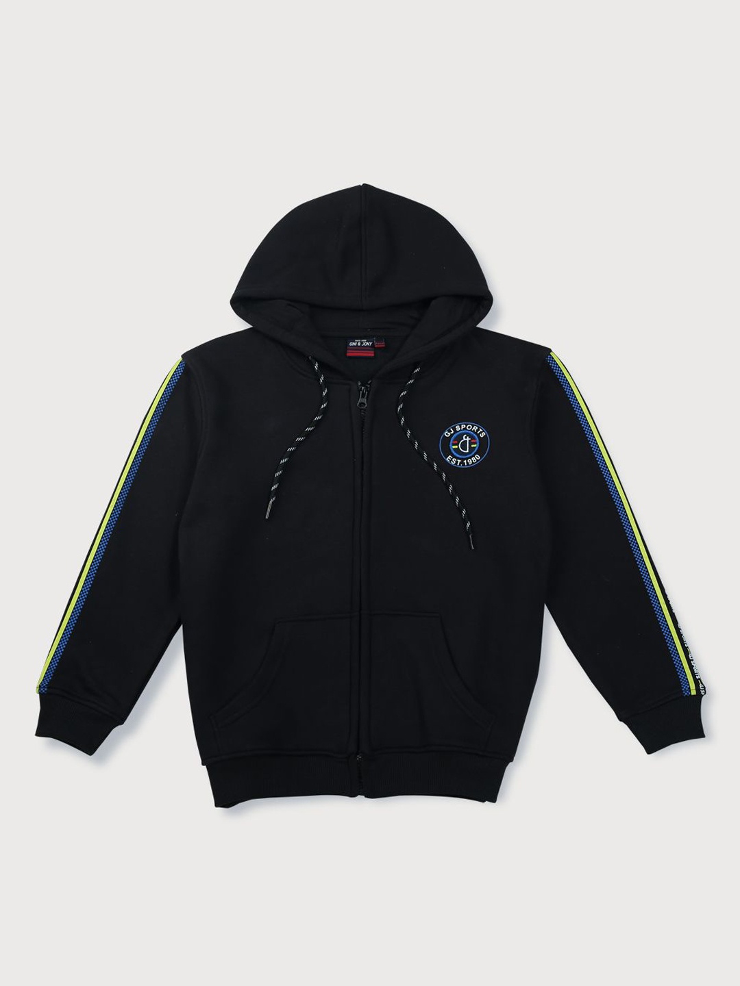 

Gini and Jony Boys Brand Logo Hooded Cotton Tailored Jacket, Black