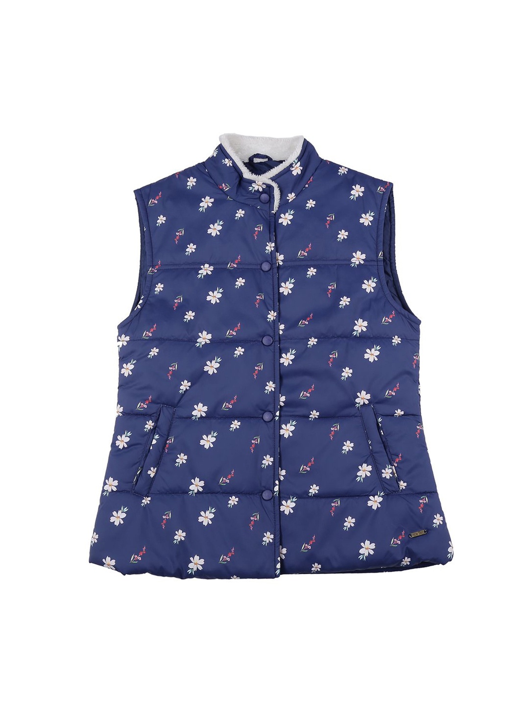 

Palm Tree Girls Floral Puffer Jacket, Navy blue