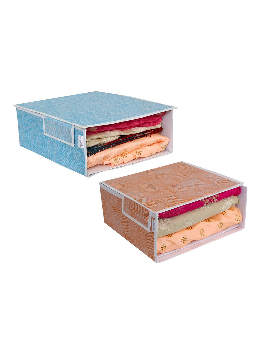 

prettykrafts Blue & Orange 2 Pieces Reusable Multi-Utility Organisers