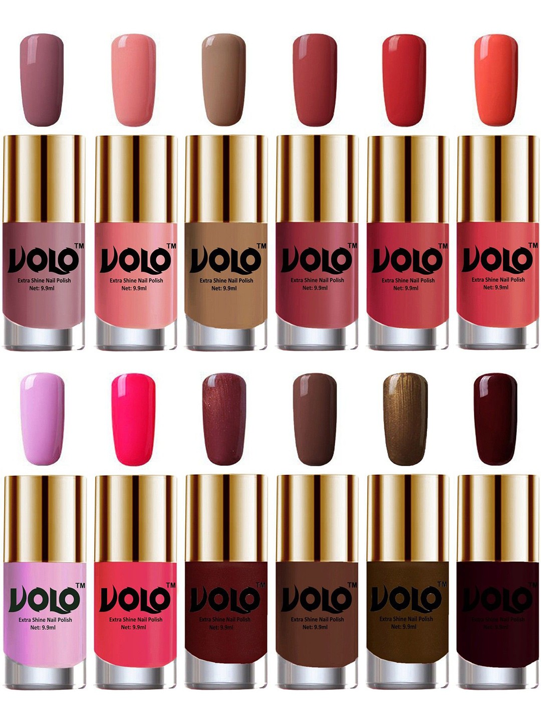 

VOLO Set of 12 Luxury Super Shine Vibrant Shades Nail Polish-9ml Each-Combo No-228, Multi