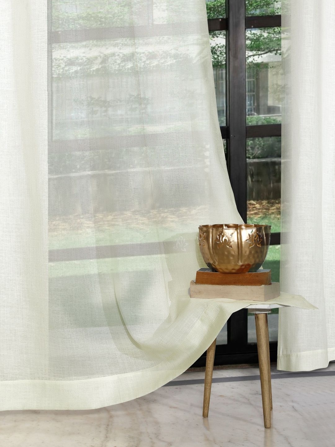 

ROSARA HOME Off White 2 Pieces Sheer Long Door Curtains